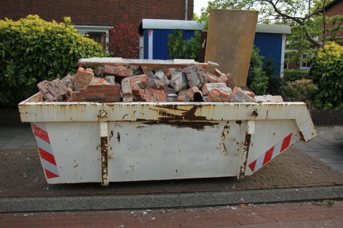 Construction site in Mayfair with waste clearance in progress