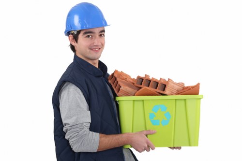 Professional demolition waste removal team at work
